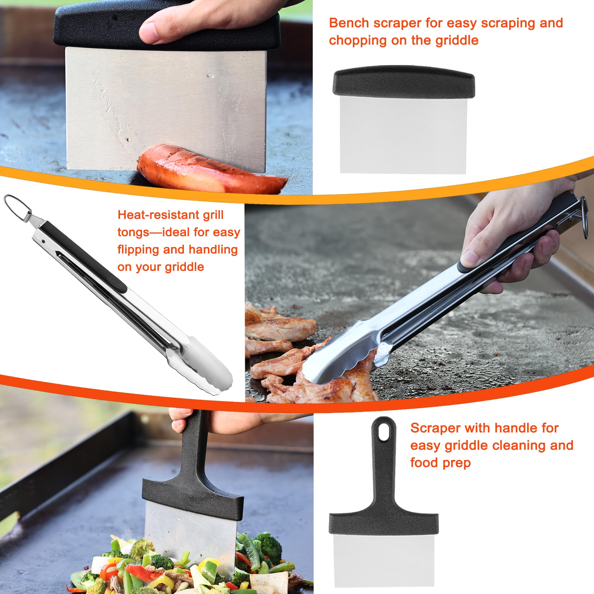 Dy Decent Family Griddle Accessories Kit, 39Pcs Flat Top Grill Accessories Set For Blackstone, Griddle Accessories Set With Bast